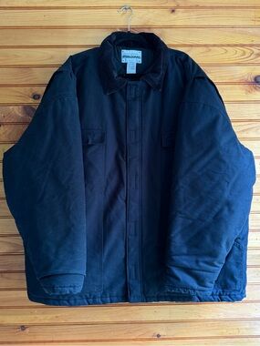 SteelGuard Insulated Work Jacket 4XL Black Canvas Chore Coat Corduroy Collar